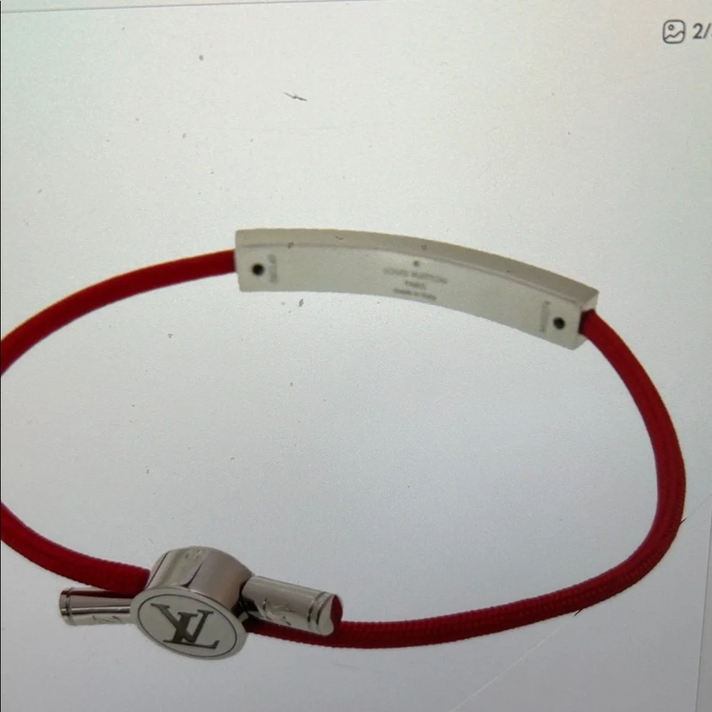 Louis Vuitton Red and Silver Bracelet